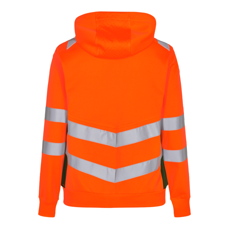 Sweat cardigan Dame Hi-vis 8027 Orange/grøn, str. M