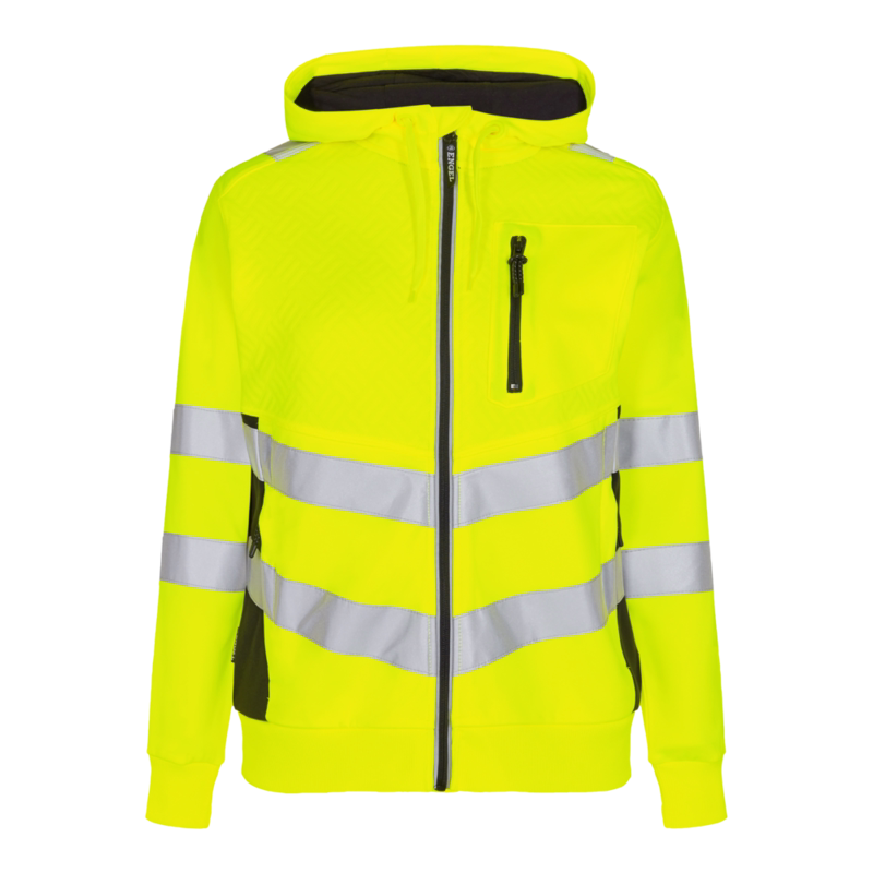 Sweat cardigan Dame Hi-vis 8027 Gul/sort, str. 2XL