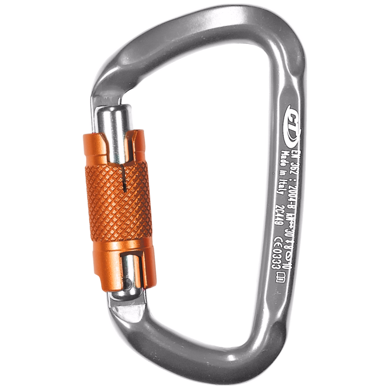 Karabinkrog H-292-WG D-shape Sølv/orange 19 mm