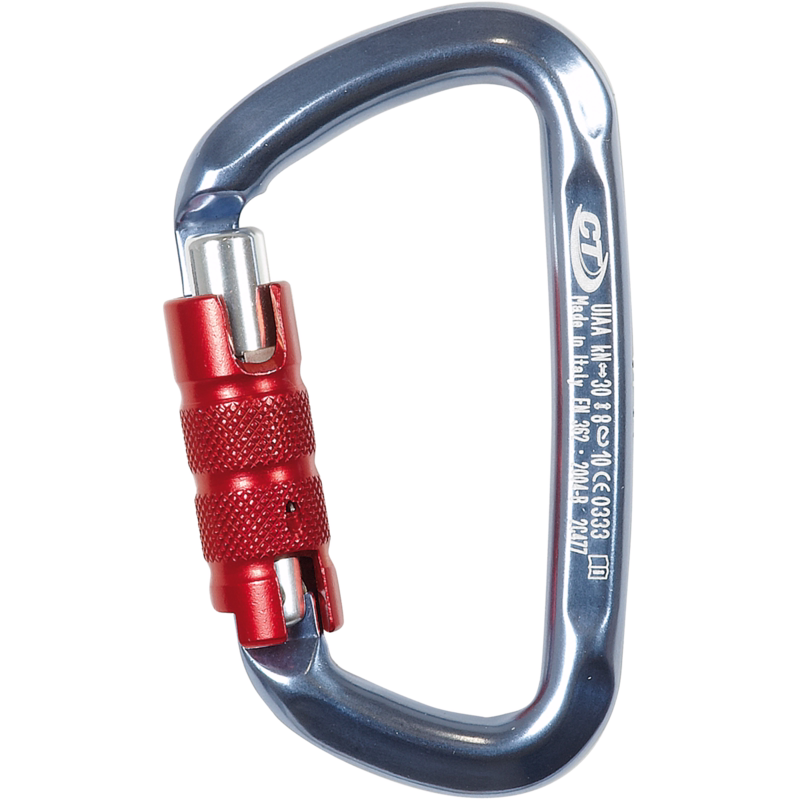 Karabinkrog H-292-TG D-shape Sølv/rød 19 mm