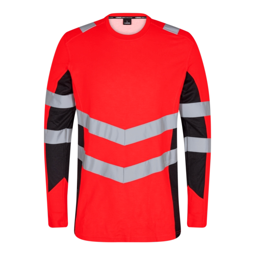 T-shirt L/Æ Hi-vis 9545 Rød/Sort, str. XL