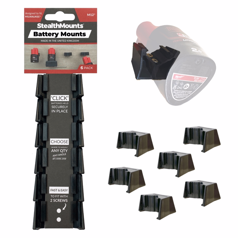 Batteriophæng t/12V Milwaukee batteri, pk. á 6 stk.