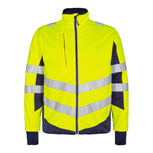 Softshelljakke Hi-vis 1158 Gul/blue ink, str. L