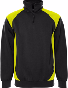 Fristads - Sweatshirt ½ zip Heavy 300511 Sort/hi-vis gul