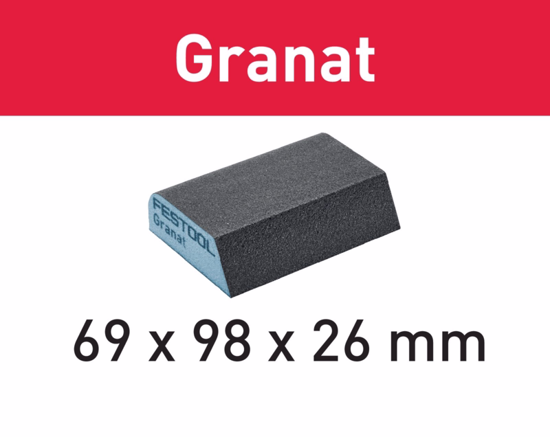 Slibeklods Granat 69x98x26mm k120 6-pak "combiblock"