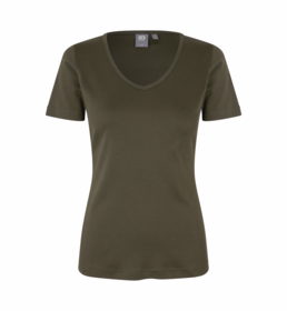 ID Identity - T-shirt V-hals 0506 Dame Oliven