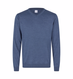 Seven Seas - Pullover S670 V-hals Blå melange