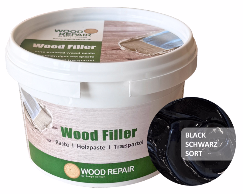 Spartelmasse Wood Filler Sort, 400g