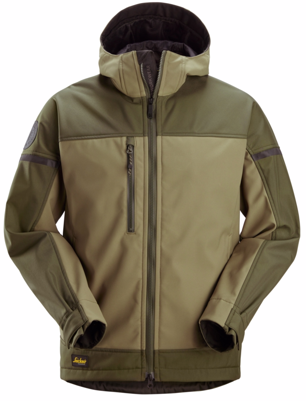 Softshell jakke m/hætte 1226 Khaki grøn, str. M