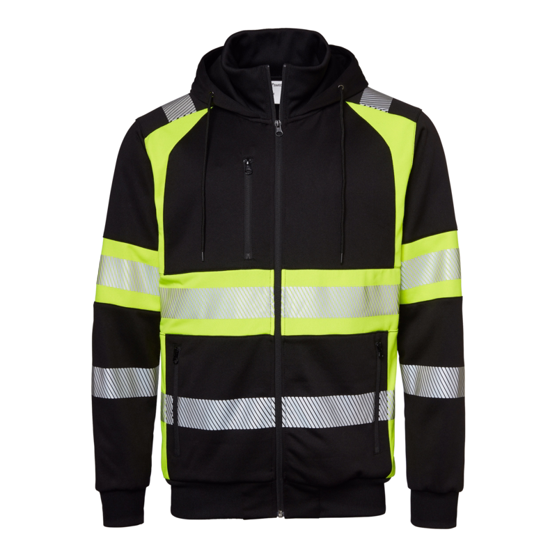 Hættesweat 1001889 Sort/Hi-vis gul, str XS