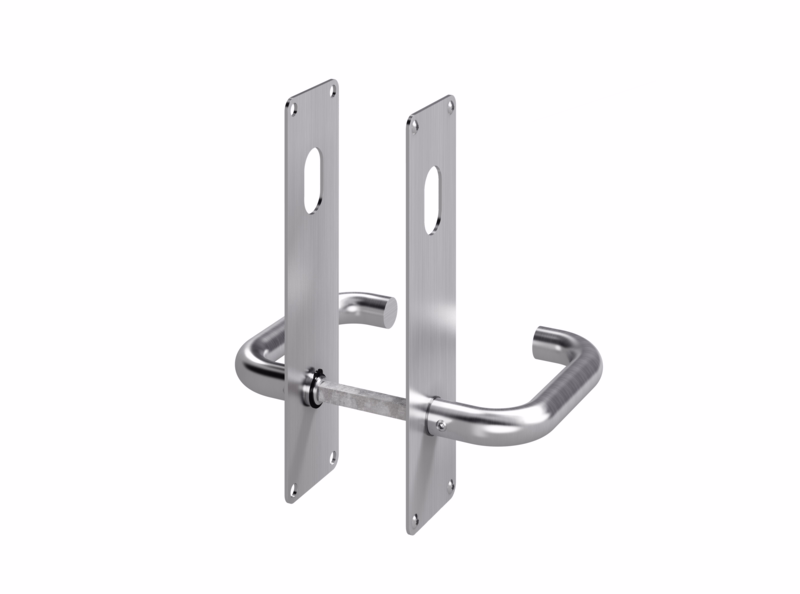 Dørgreb RS Ø18 mm U-form m/skilte 215x55 cyl/cyl "EN179"
