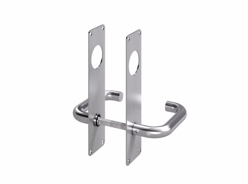 Dørgreb RS Ø18 mm U-form m/skilte 215x55 cyl/cyl Ø40 "EN179"