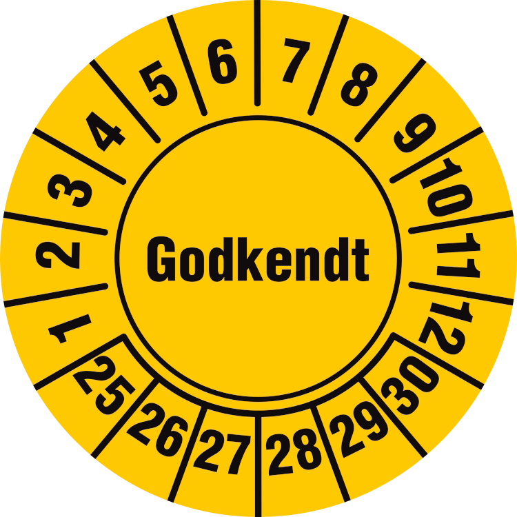 Kalibreringsmærke Ø30mm Gul, 10 stk