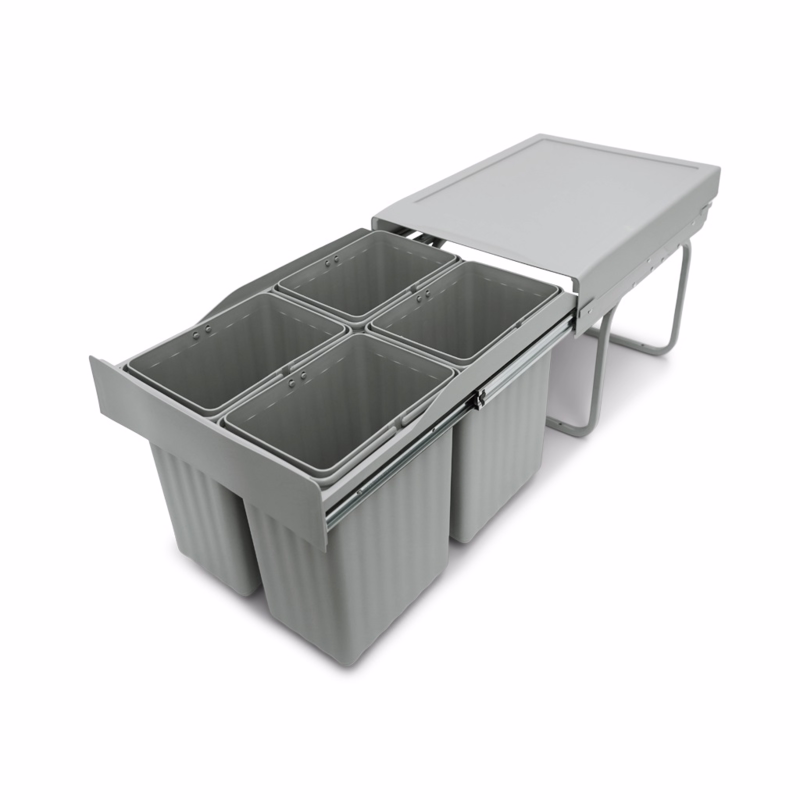 Affaldssystem grå t/skab 4 x 7,5 L