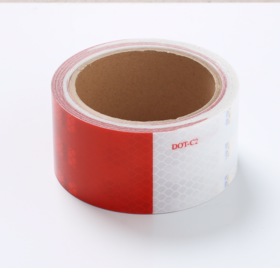 STROXX - Reflekstape, rød/hvid PC mikroprismatisk 5 cm x 5,14 m