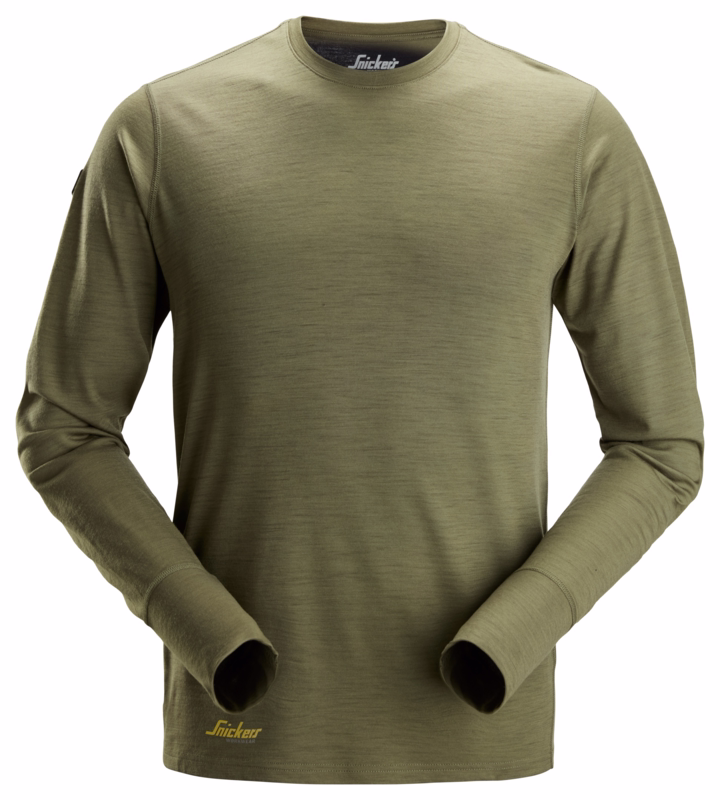 T-shirt uld L/Æ 2451 Khaki grøn, str. 3XL