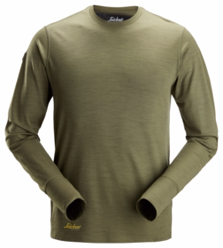 Snickers - T-shirt uld L/Æ 2451 Khaki grøn