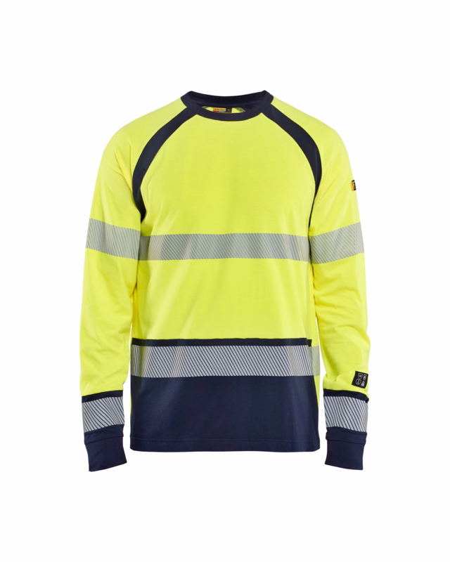 T-shirt L/Æ Inherent 3436 Hi-vis Gul/marineblå, str. 6XL