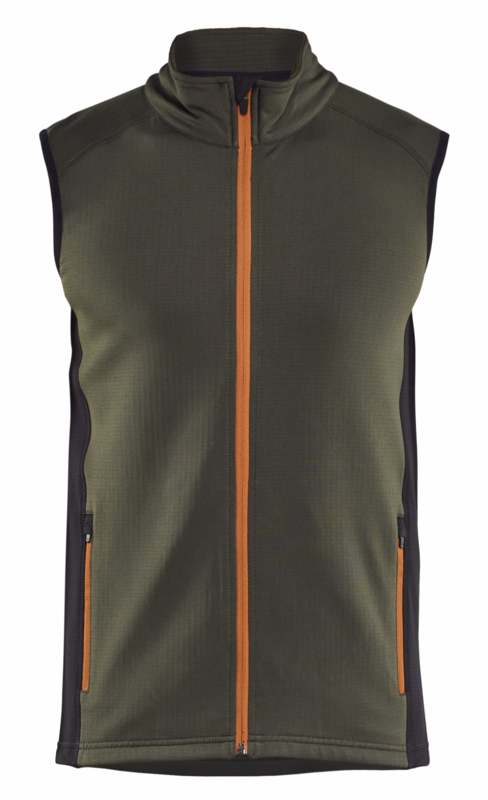 Fleece vest 4736 Skovgrøn/rust, str. M