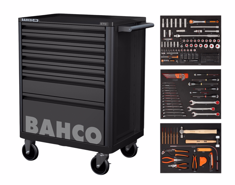 Værkstedsvogn sort m/7 skuffer, 216 dele