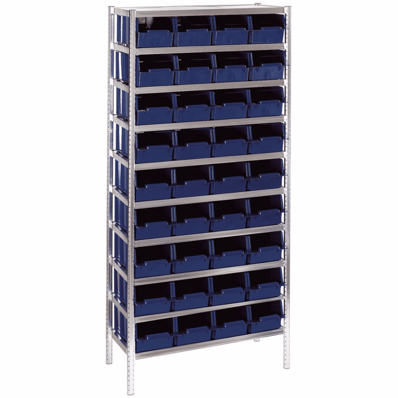 Reol 7-1600 m/36 stk. reolkasser