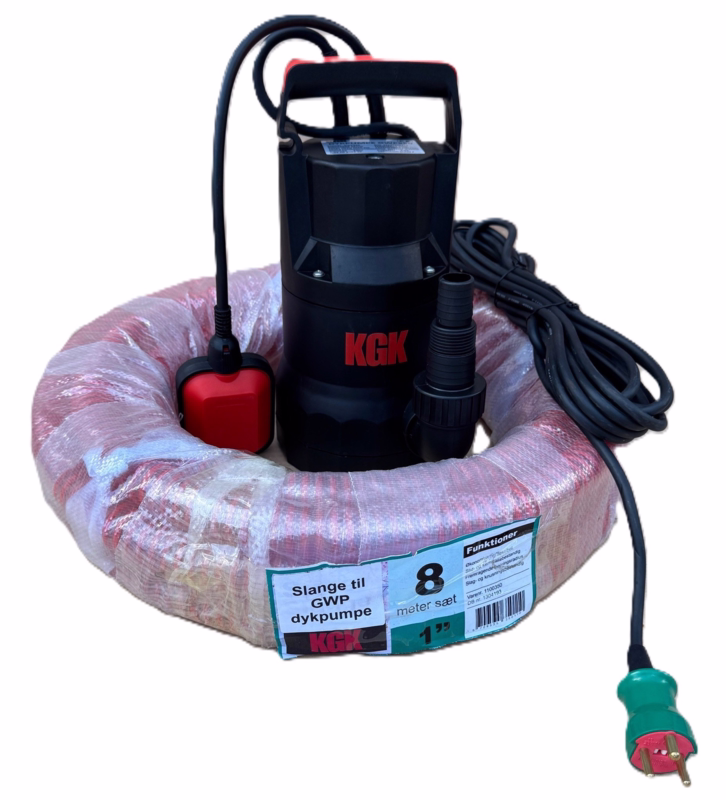 Dykpumpesæt GWP550 m/Slange 1" - 8 m