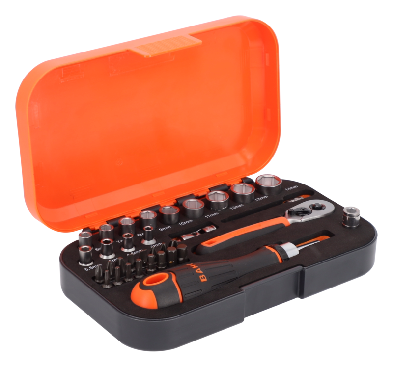 Topnøglesæt 1/4", 34 dele
