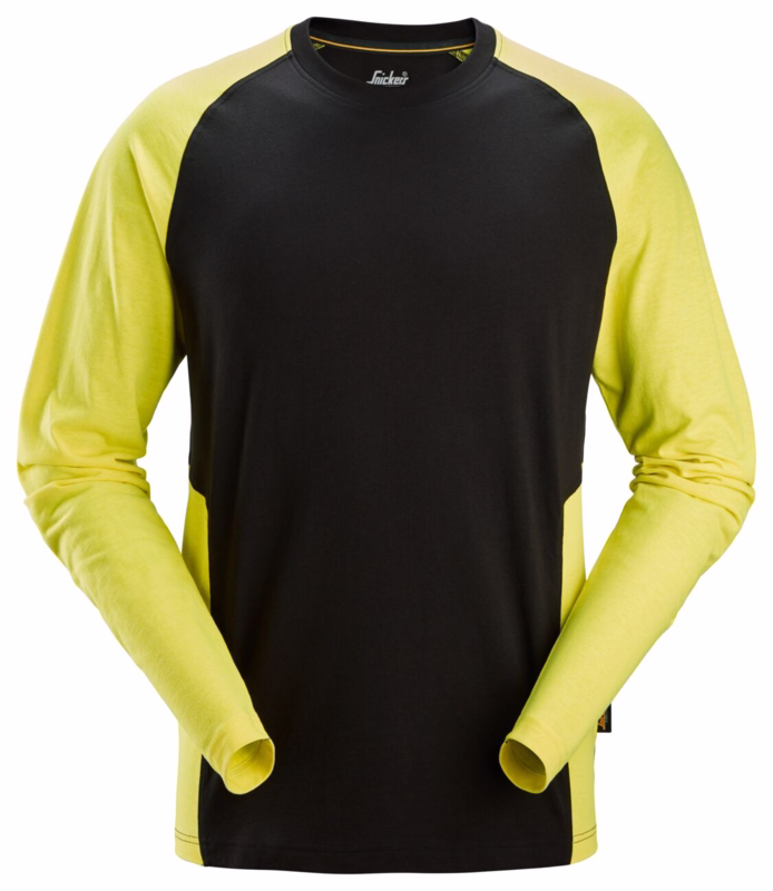 T-shirt L/Æ 2450 Sort\Neon Gul, str. 2XL