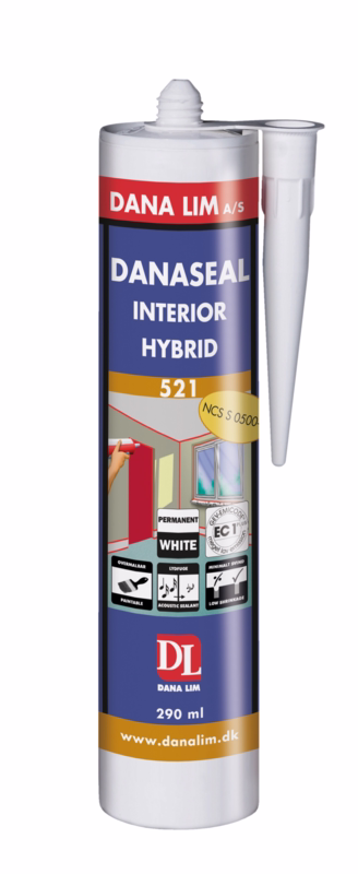 Interiørfugemasse Danaseal Hybrid 521 hvid, 290 ml