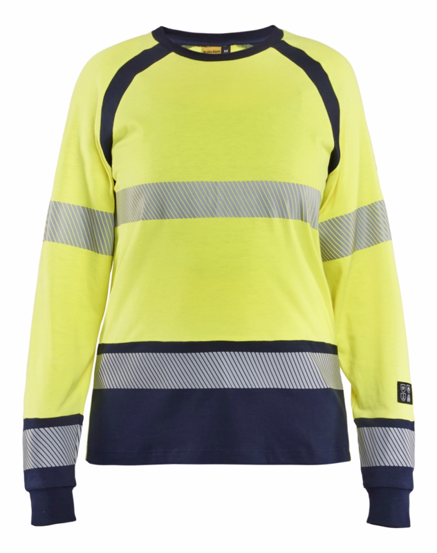 T-shirt L/Æ 3437 Inherent Hi-vis gul/marineblå, str. 3XL