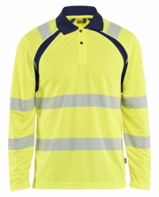 Blåkläder - Poloshirt L/Æ 3598 Hi-vis gul/marineblå