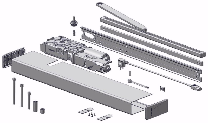 Dørautomatik SW300-S-ECO-træk Grå m/glideskinne  kompl.