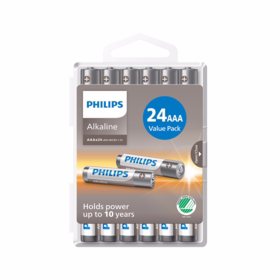 Philips - Batteri Tech alkaline AAA LR03, pk á 24 stk