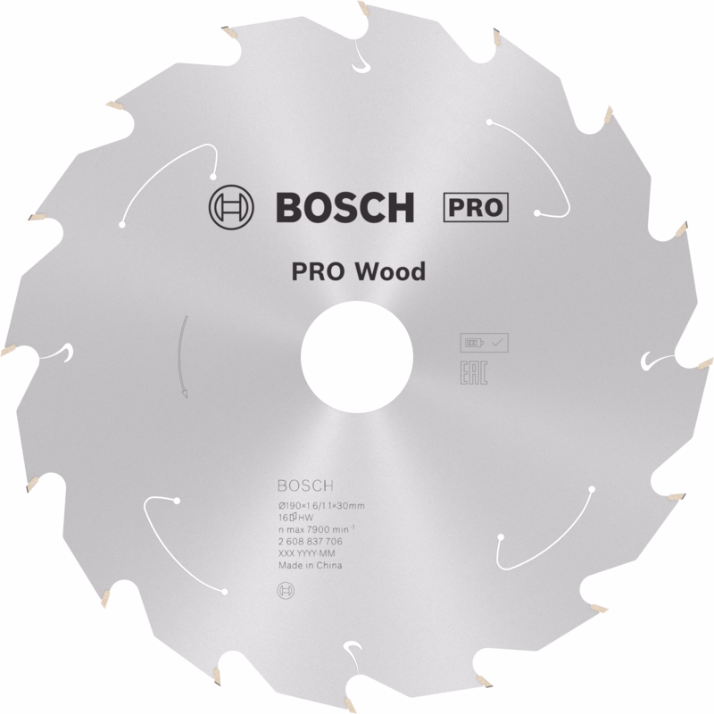 Rundsavklinge ACCU STD 190X30mm Z16 Træ
