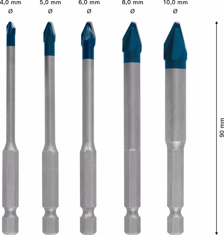 Fliseborsæt Hard ceramic HEX 4,0-10,0mm, 5 dele