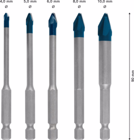 Bosch - Fliseborsæt Hard ceramic HEX 4,0-10,0mm, 5 dele