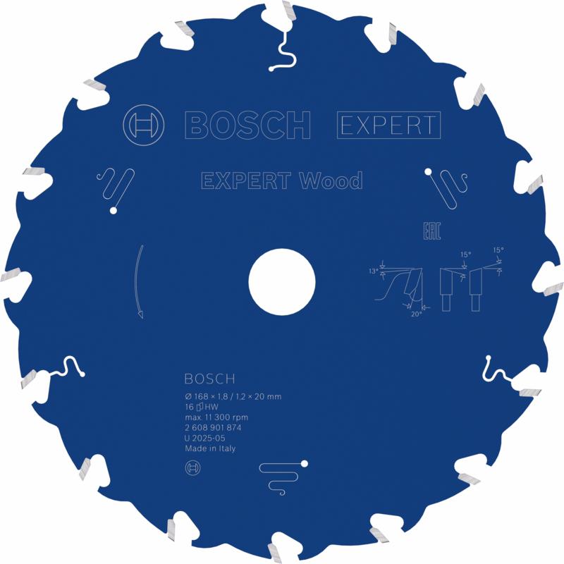 Rundsavklinge Ø168x1,8x20mm Z16 exp wood