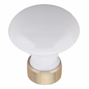 Møbelknop hvid porc/mess lak Ø30x35mm, 130