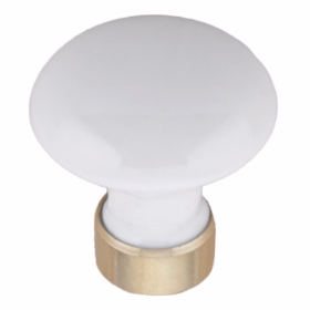  - Møbelknop hvid porc/mess lak Ø25x27mm, 125