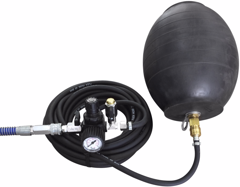 Sikkerhedsfyldeslange t/rørballon, med manometer, 10 m