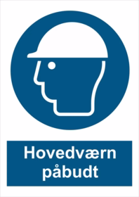 Ox-on - Skilt "Hovedværn påbudt" A4 plast