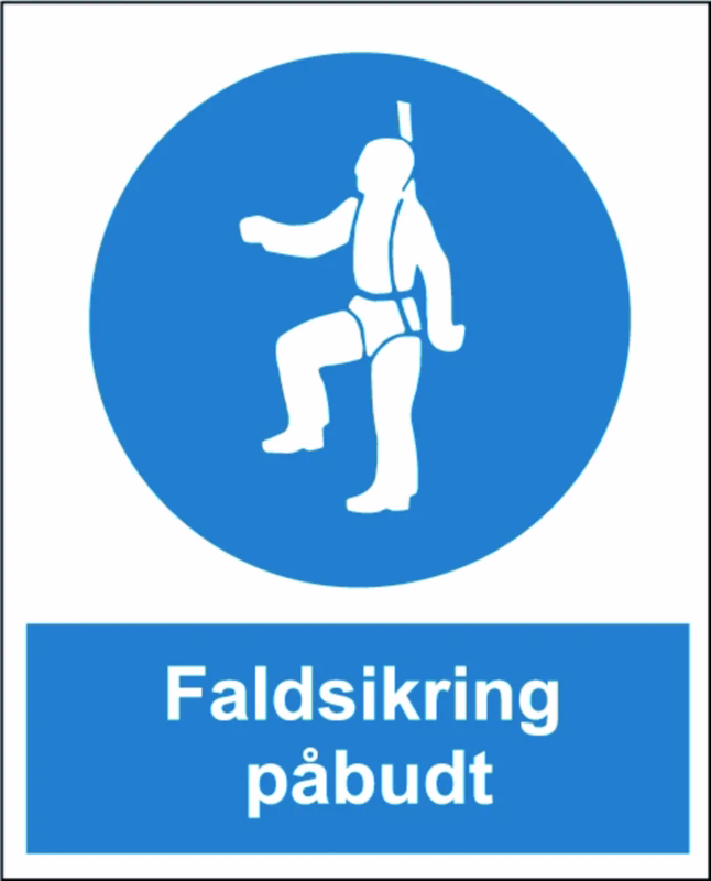 Skilt "Faldsikring påbudt" A4 plast