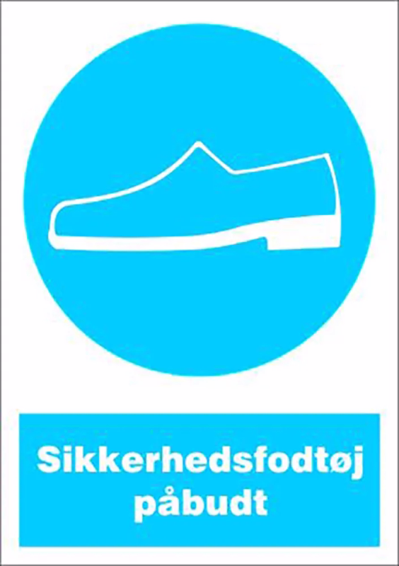 Skilt "Sikkerhedsfodtøj påbudt" A4 plast