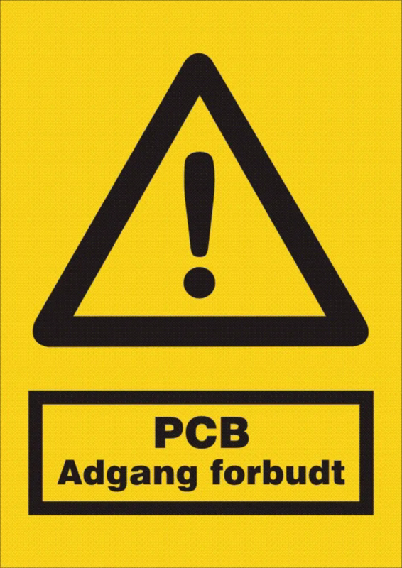 Skilt "PCB Adgang forbudt" A4 plast