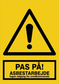 Ox-on - Skilt "Pas på! Asbestarbejde# A4 plast