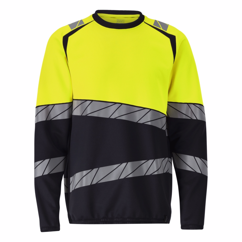 Sweatshirt 25084 Mørk marine/Hi-vis gul, str. L
