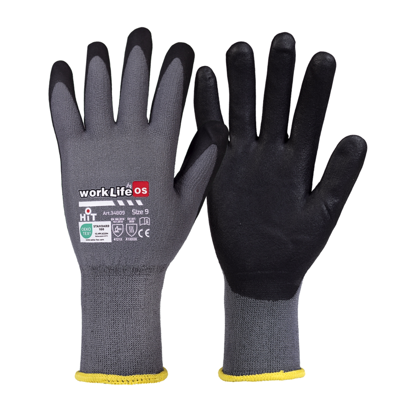 Monteringshandske Allround Worklife HIT sort, str.  8