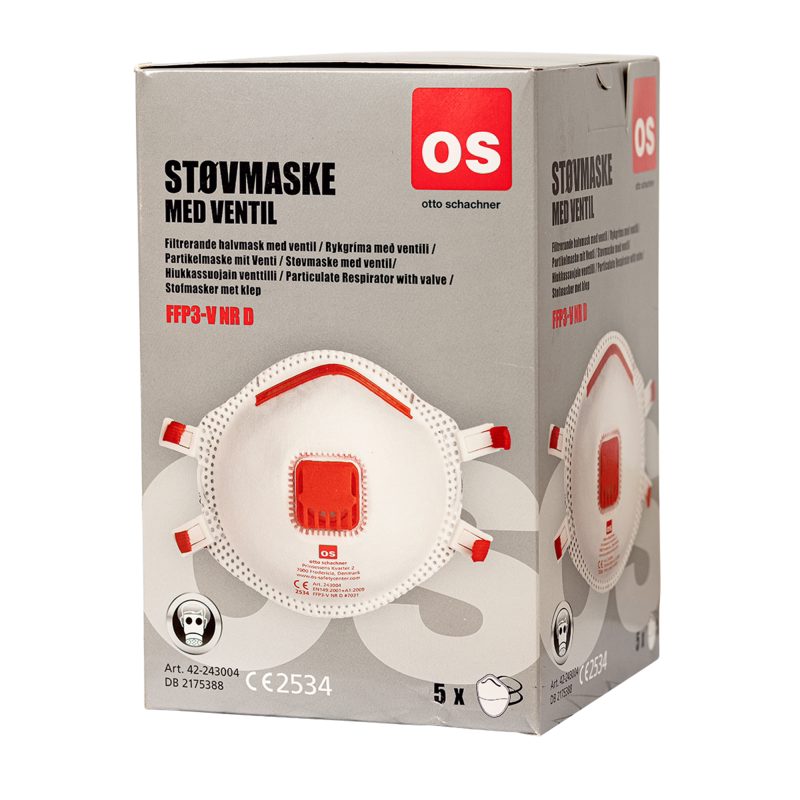 Støvmaske m/ventil FFP3 á 5 stk