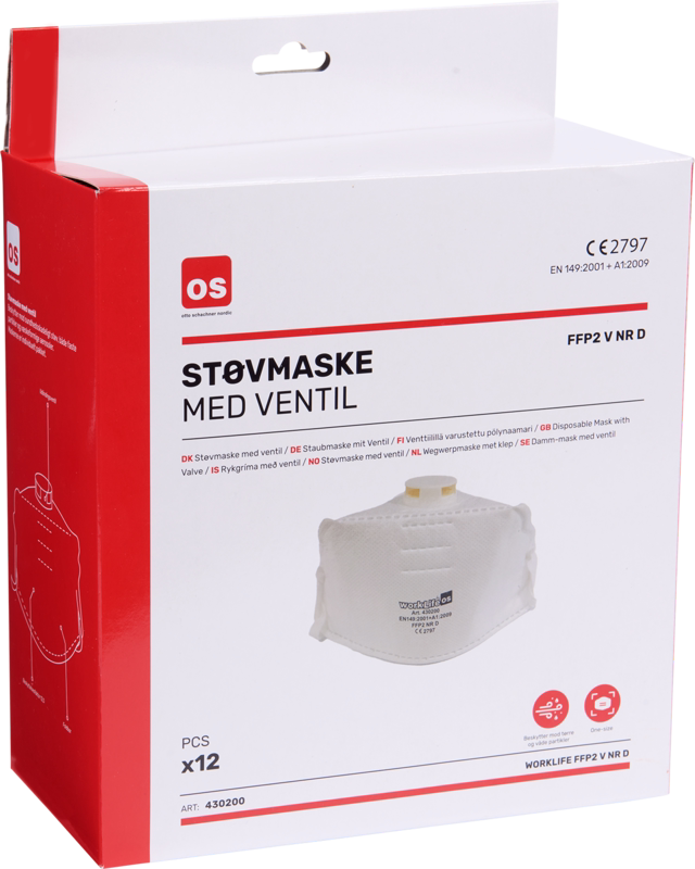 Støvmaske foldbar FFP2 (12 stk)