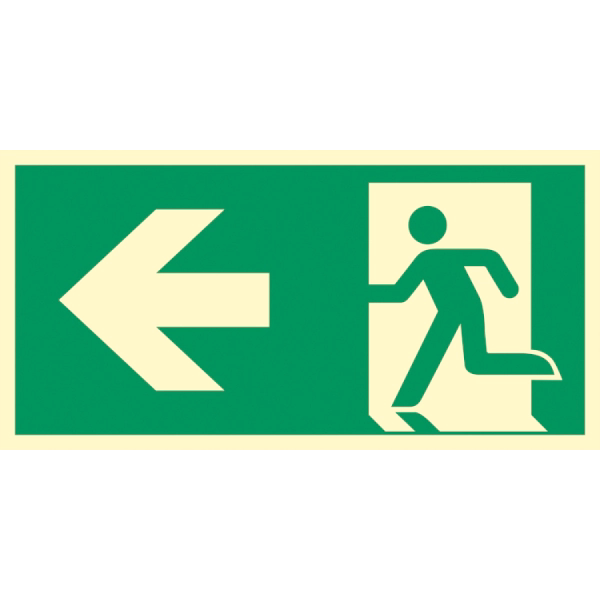 Skilt Flugtvej - pil til venstre plast, 200x400x1 mm